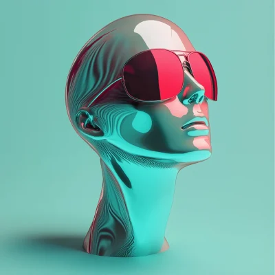 Minimalistic 3D Form with Fluorescent Reflections