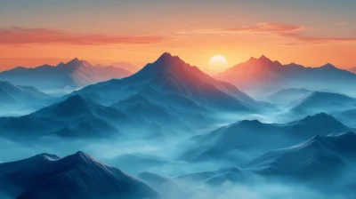 Sunrise Over Mountain Range