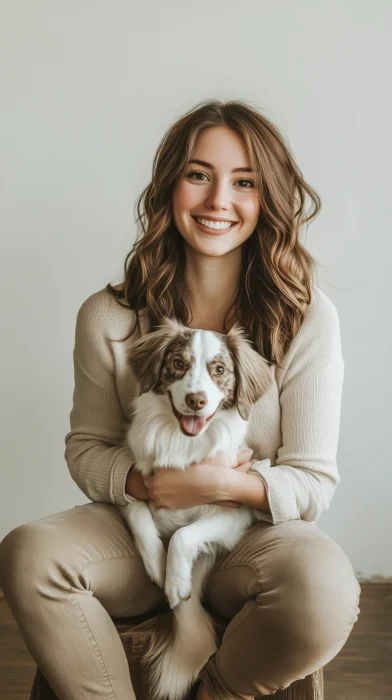 Happy Young Woman with Dog