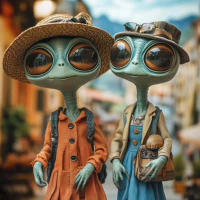 Alien Couple Traveling in Italy