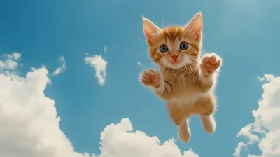 Cute Kitten with Blue Sky