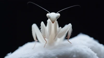 Closeup of Albino Praying Mantis