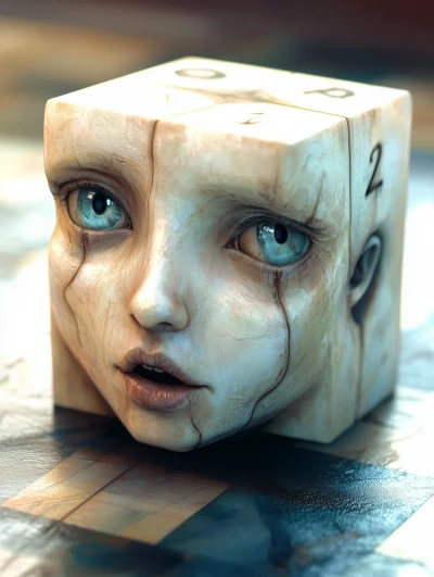 Human Face Dice on Backgammon Board