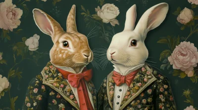 Cameo Portrait of Easter Bunnies