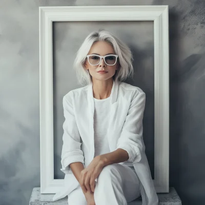 Cheerful Grandmother in Vintage Frame