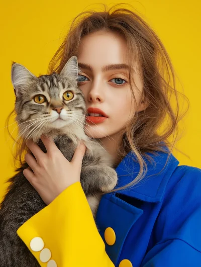 Stylish Model with Cat