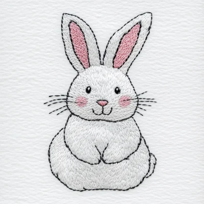 Embroidered Bunny Illustration