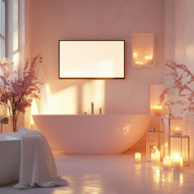 Bright Bathroom with TV