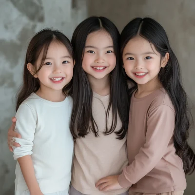 Cute Asian Kids in Pastel Colors