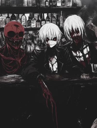 Iconic Horror Villains in a Bar