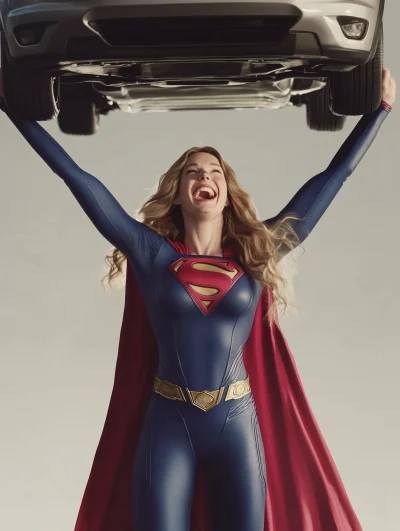 Supergirl Lifts a Car