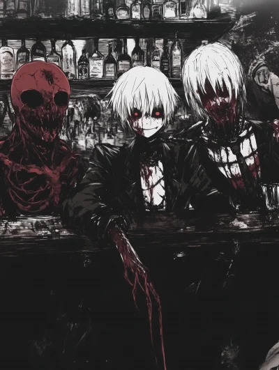 Iconic Horror Villains in a Bar