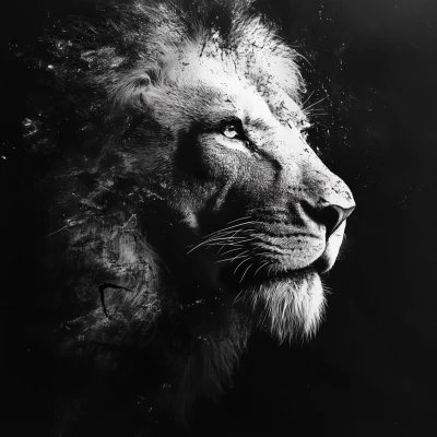 Lion in Black and White