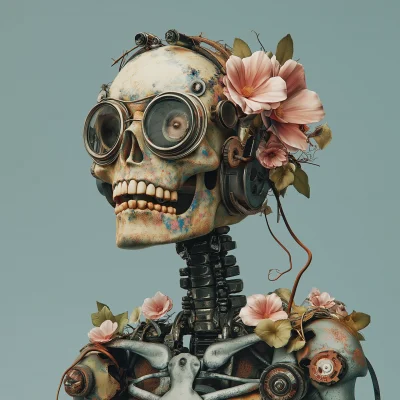 Steampunk Skeleton with Florals