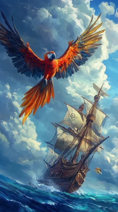 Parrot Above Pirate Ship