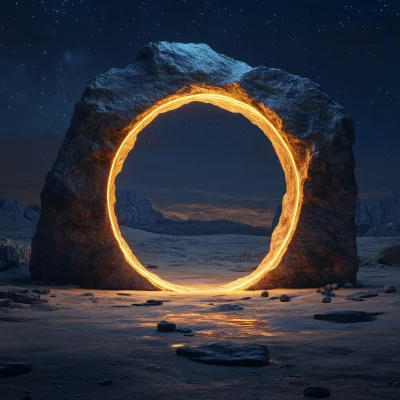 Ancient Portal with Modern Lights