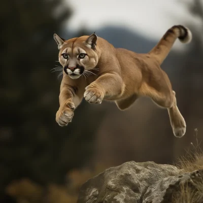 Puma in Mid-Air