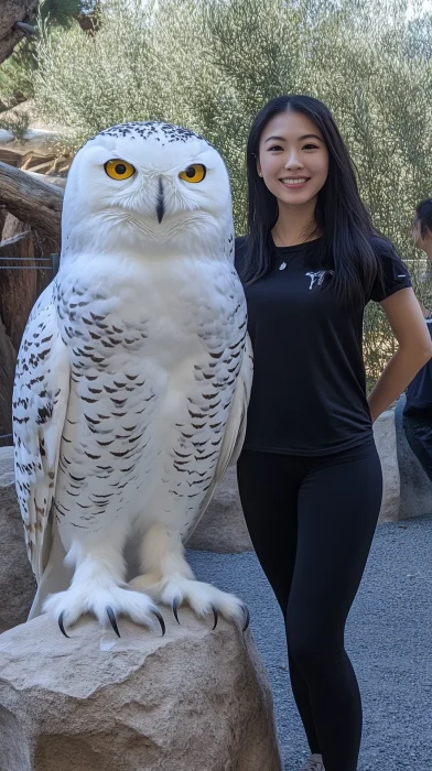 Snowy Owl and Asian Beauty