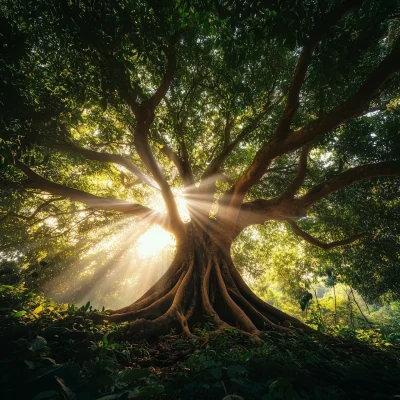 Lush Tree in Glowing Light