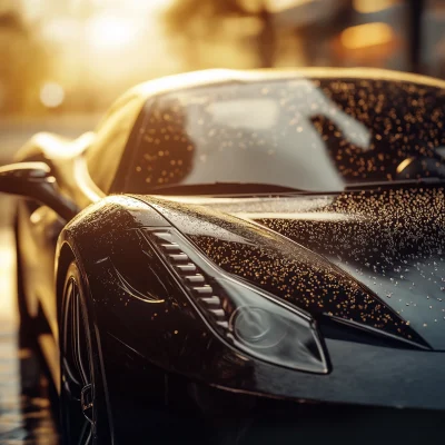 Luxury Sports Car in the Rain