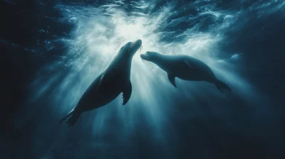 Sea Lions Underwater