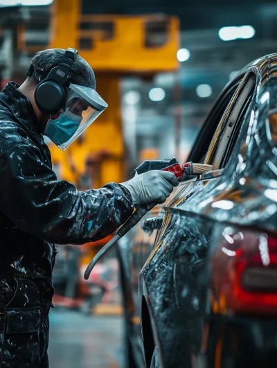 Luxury Car Painting in Auto Workshop