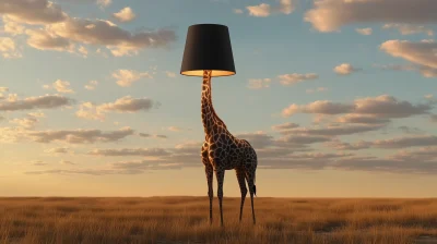 Giraffe with Lampshade Head