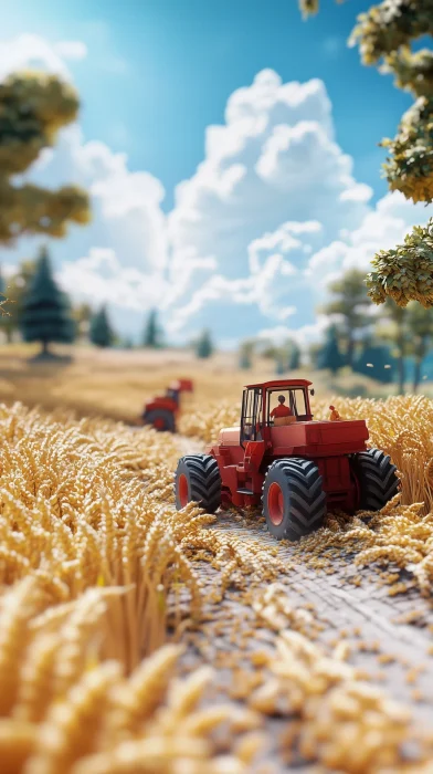 Harvesting Wheat in the Countryside