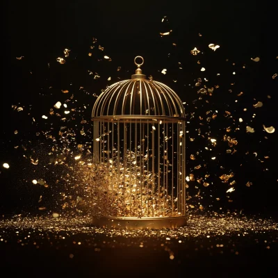 Exploding Gold Bird Cage