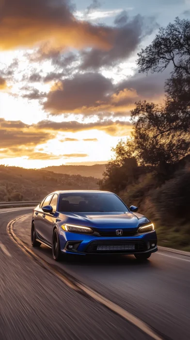 Blue Honda Civic on the Road