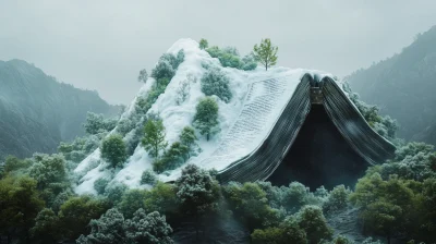 Snowy Mountain Shaped Like a Book