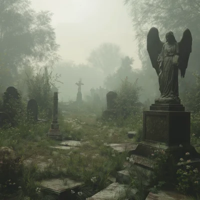 Desolate Cemetery in Haze