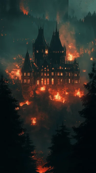 Fiery Castle in the Forest