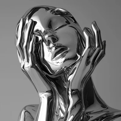 Reflective Human Figure Sculpture