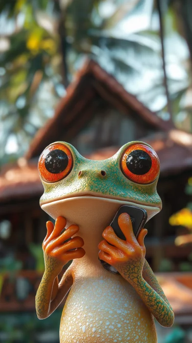 Surprised Frog Making a Call