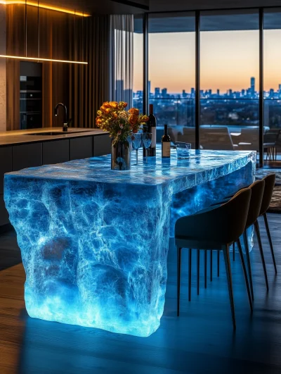 Modern Glass Kitchen Island