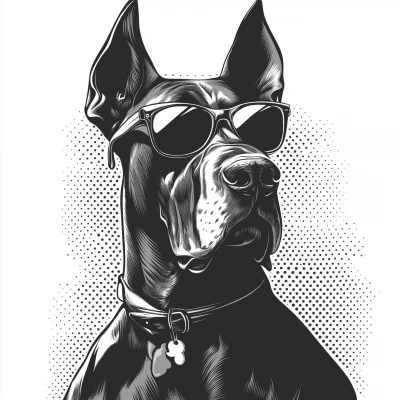 Cartoon Great Dane in Sunglasses