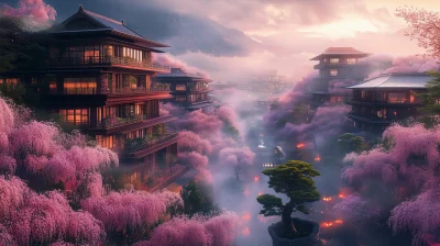 Colorful Wooden Building with Trees