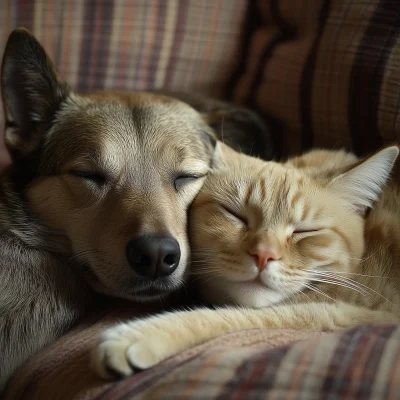 A dog and a cat