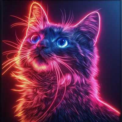 Neon Cat Portrait