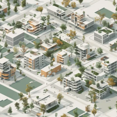 Axonometric Masterplan of a Neighborhood