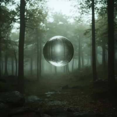 Levitating Ice Ball in Forest