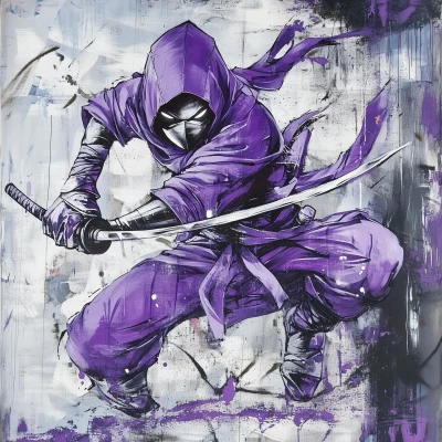 Purple and Silver Ninja Mascot