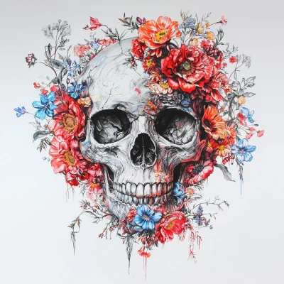 Skull with Flowers