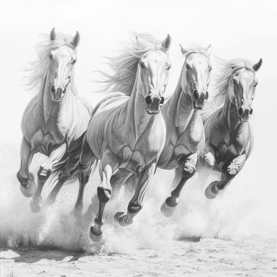 Galloping Wild Horses