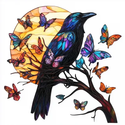 Dynamic Stained Glass Crow