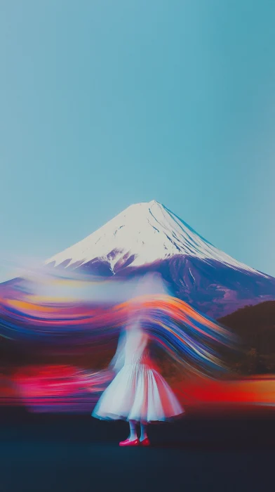 Playful Mount Fuji Scene