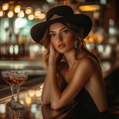 Elegant Woman in Luxury Bar