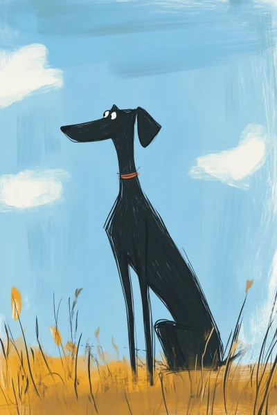 Whimsical Whippet Illustration