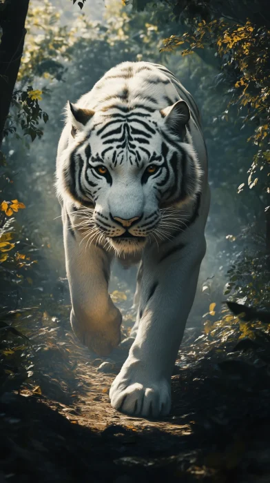 Stunning White Tiger in the Forest